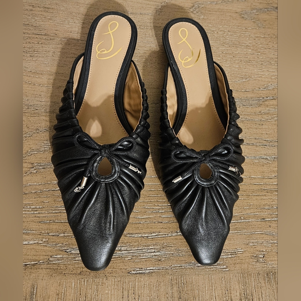 Sam Edelman Black Gathered Leather Loafers